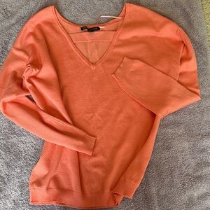 Boston Proper V-Neck Sweater in Coral